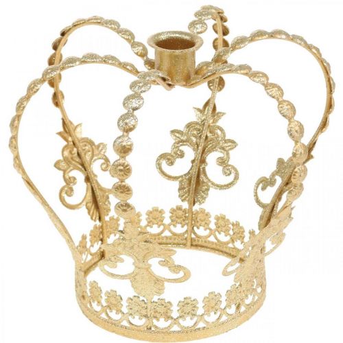Floristik24 Corona con candelero, decoración para Navidad, decoración de metal, corona decorativa dorada Ø19.5cm H16cm