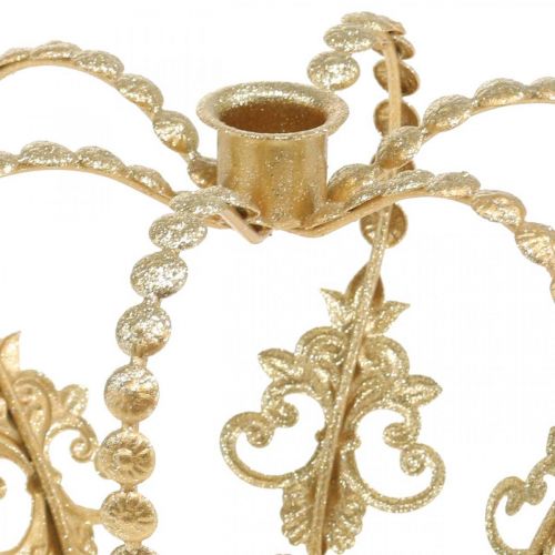 Floristik24 Corona de candelabro, decoración de mesa, Adviento, corona de metal Dorado Ø14cm H13cm