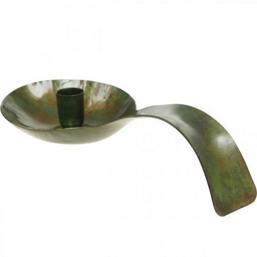 Candelero cuchara metal aspecto antiguo patinado 25x11x5cm | Floristik24.es