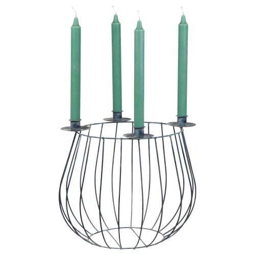 Portavelas cesta de malla gris metálico Ø25/10,5cm juego de 2