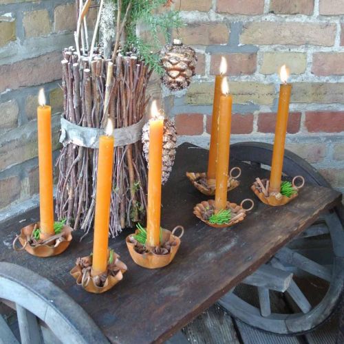 Artículo Portavelas vintage para velas cónicas metal oxidado 9cm 6pcs