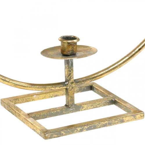 Floristik24 Vela decorativa de pie, aro decorativo con portavelas, decoración navideña de metal dorado aspecto envejecido Ø40cm 43Hcm
