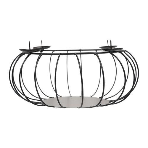 Floristik24 Portavelas de metal negro corona de Adviento cuenco de metal Ø25cm
