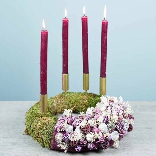 Artículo Portavelas para velas de palo estrecho dorado Ø2,2cm H15cm 4ud