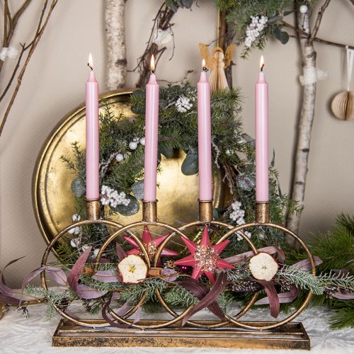 Floristik24 Portavelas candelabro vintage 4 llamas dorado L45cm