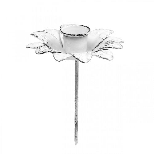Floristik24 Candelero flor metal candelabro de palo Blanco Shabby Ø9cm