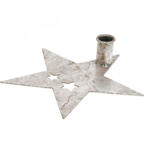 Floristik24 Estrella decorativa de metal, candelabro cónico para Navidad plateado, aspecto antiguo 20cm × 19.5cm