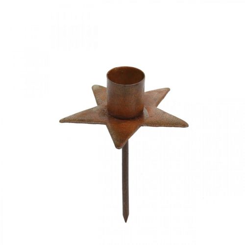 Artículo Estrella decorativa para velas, portavelas de árbol para pegar, decoración navideña de metal pátina Ø5cm