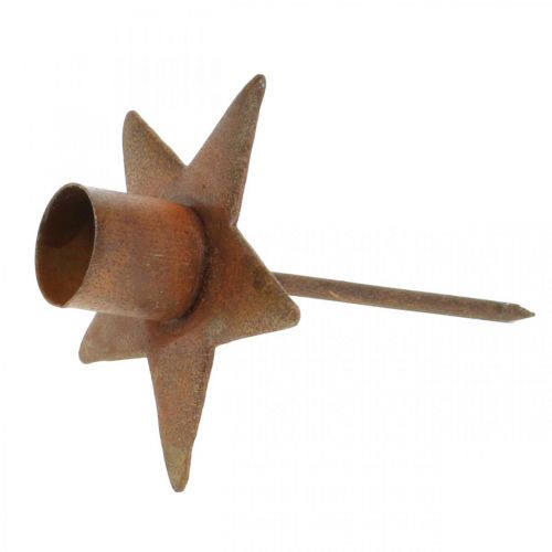 Floristik24 Estrella decorativa para velas, portavelas de árbol para pegar, decoración navideña de metal pátina Ø5cm