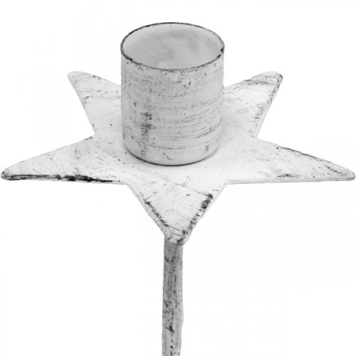 Floristik24 Portavelas de árbol, Navidad, estrella para pegar, decoración de velas de metal blanco shabby chic Ø5cm