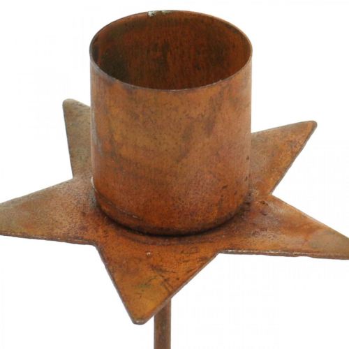 Floristik24 Portavelas cónico estrella, Adviento, portavelas enchufable, decoración de metal pátina Ø6cm