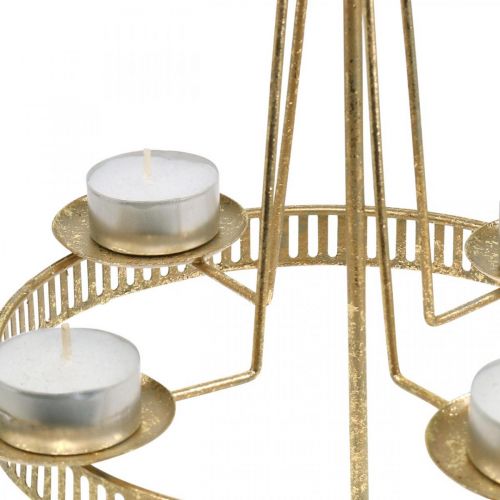 Artículo Candelabro Pilar Vela Estrella Oro Ø23cm H49.5cm