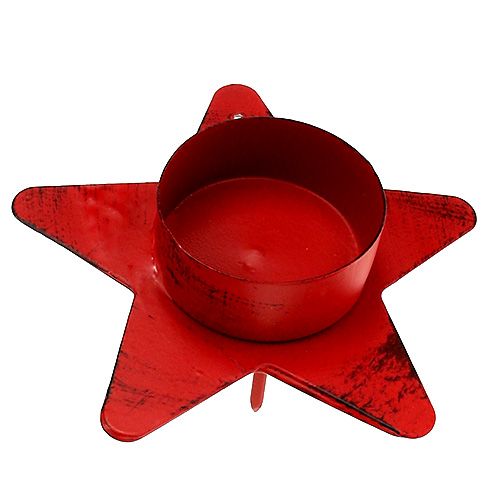 Floristik24 Portavelas forma estrella para candelita 10x7cm rojo