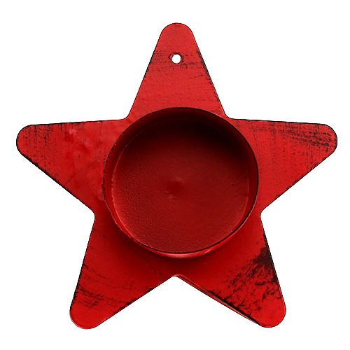 Floristik24 Portavelas forma estrella para candelita 10x7cm rojo