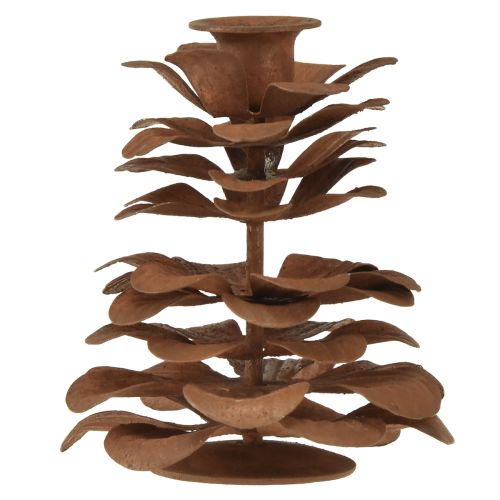 Artículo Portavelas Conos de Navidad metal óxido Ø6,5cm H8cm