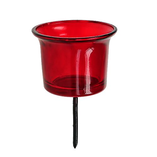 Floristik24 Portavelas para vela de té rojo Ø6cm L10cm