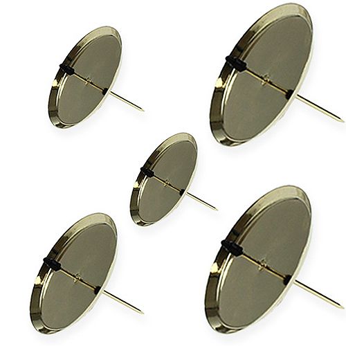 Set de 4 soportes de velas de metal dorado con pinchos comprar | Floristik24.es