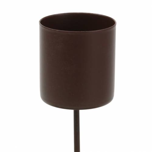 Floristik24 Candelero para velas de palo marrón Ø3.7cm H14cm 4pcs