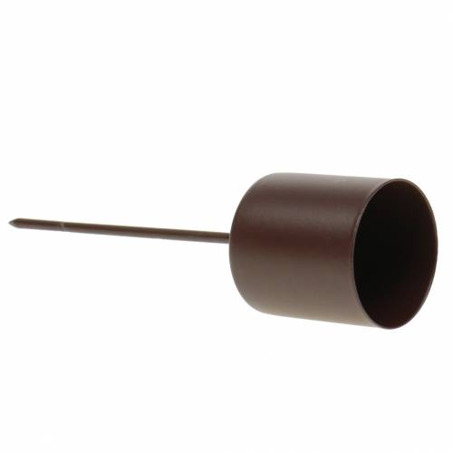 Floristik24 Candelero para velas de palo marrón Ø3.7cm H14cm 4pcs