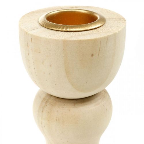 Artículo Candelabro de madera para decoración de mesa para velas cónicas H17cm 2 uds