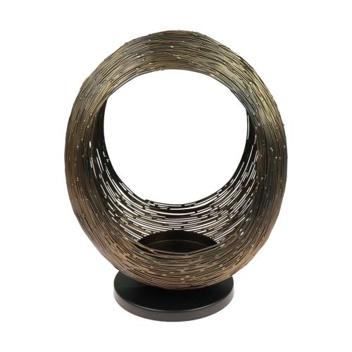 Candelero escultura decorativa de metal portavelas Al. 33,5 cm