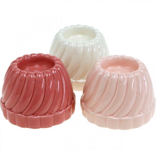 Floristik24 Portavelas Gugelhupf, decoración de mesa, molde para hornear portavelas, pastel decorativo H7cm 3pcs
