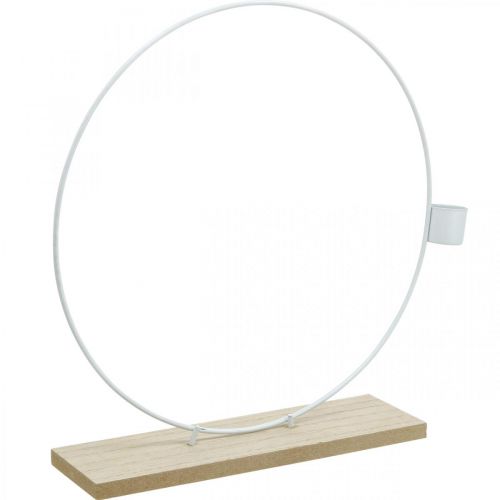 Artículo Anillo decorativo con soporte candelabro blanco decoración de mesa de metal Ø23cm