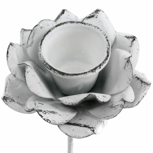 Floristik24 Portavelas flor para pegar metal blanco Ø6×10cm 4uds