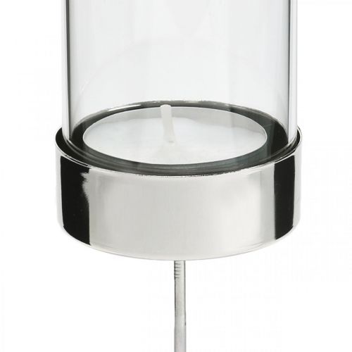 Artículo Portavelas para enchufar metal/vidrio Ø5cm H14cm 4 piezas