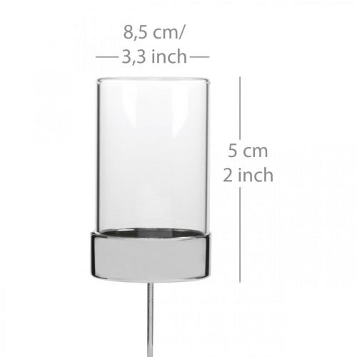 Artículo Portavelas para enchufar metal/vidrio Ø5cm H14cm 4 piezas