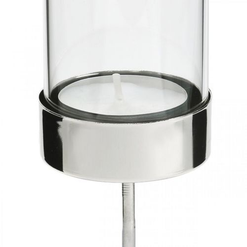 Artículo Portavelas para enchufar metal/vidrio Ø5cm H19cm 4 piezas