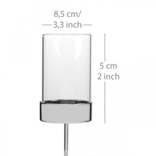 Artículo Portavelas para enchufar metal/vidrio Ø5cm H19cm 4 piezas