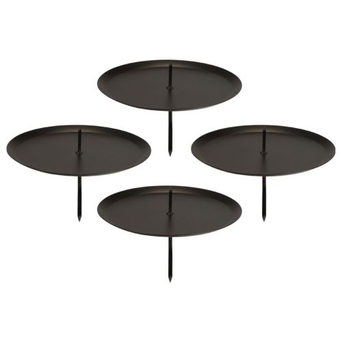 Floristik24 Portavelas para enchufar Adviento metal negro Ø10cm 4 piezas