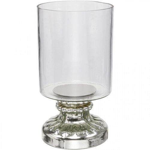 Floristik24 Linterna de cristal vela de cristal aspecto envejecido plata Ø13cm H24cm