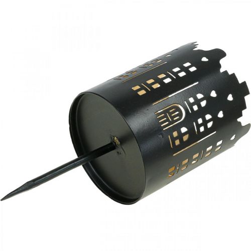 Floristik24 Portavelas para enchufe city negro Ø6.5cm 4pcs