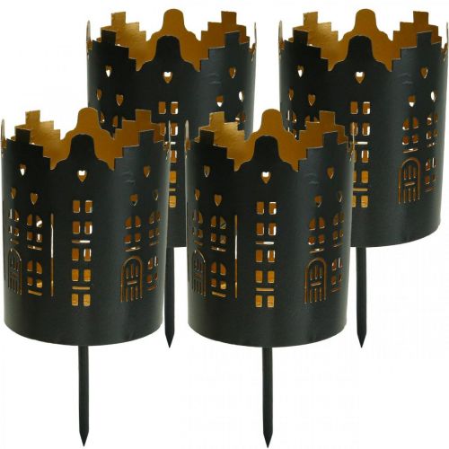 Floristik24 Portavelas para enchufe city negro Ø6.5cm 4pcs