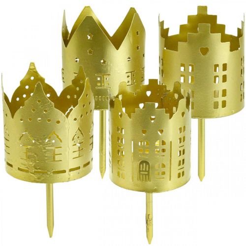 Floristik24 Portavelas city portavelas dorado metal Ø6.5cm 4pcs