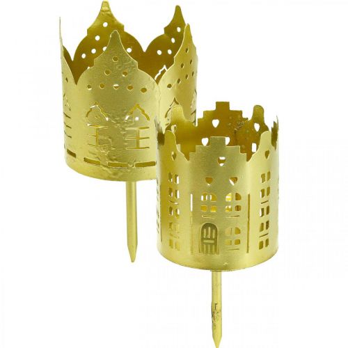 Floristik24 Portavelas city portavelas dorado metal Ø6.5cm 4pcs