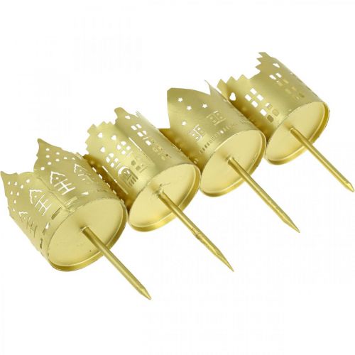 Floristik24 Portavelas city portavelas dorado metal Ø6.5cm 4pcs