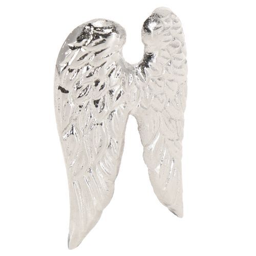 Floristik24 Alfileres de vela Alas de ángel navideñas plateadas 4×7cm 4 piezas