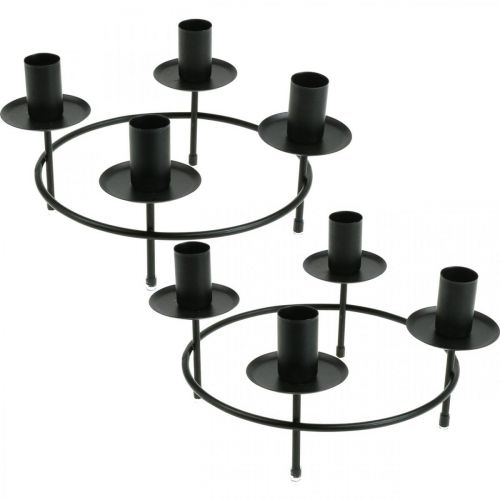 Vela anillo velas de barra portavelas negro Ø23cm H11cm 2pcs