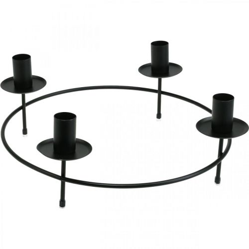 Artículo Anillo de vela, velas de palo, portavelas, negro, Ø33,5 cm, H11 cm, 2 piezas