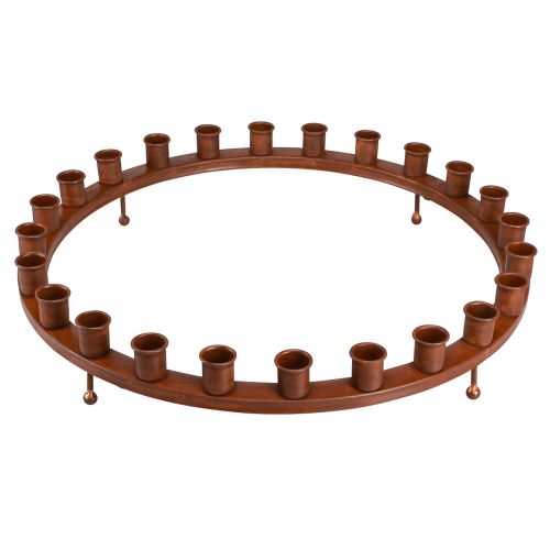 Floristik24 Anillo de vela para 24 velas de palo candelabro de metal marrón 43cm