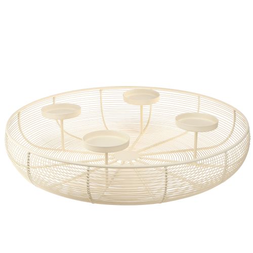 Portavelas cuenco para 4 velas de pilar crema Ø45cm