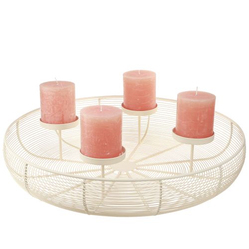 Artículo Portavelas cuenco para 4 velas de pilar crema Ø45cm