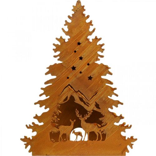 Artículo Portavelas Navidad pátina ciervo abeto Al.50cm