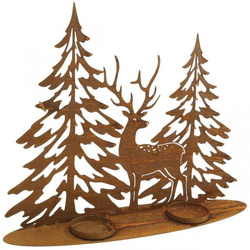 Floristik24 Candelero decoración ventana ciervo en el bosque decoración óxido 38x30cm