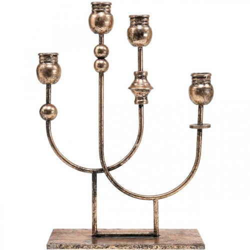 Floristik24 Candelabro Candelabro dorado Vintage 4 llamas Al. 39 cm