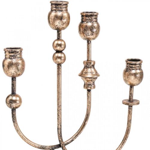 Floristik24 Candelabro Candelabro dorado Vintage 4 llamas Al. 39 cm