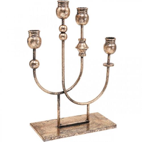 Floristik24 Candelabro Candelabro dorado Vintage 4 llamas Al. 39 cm